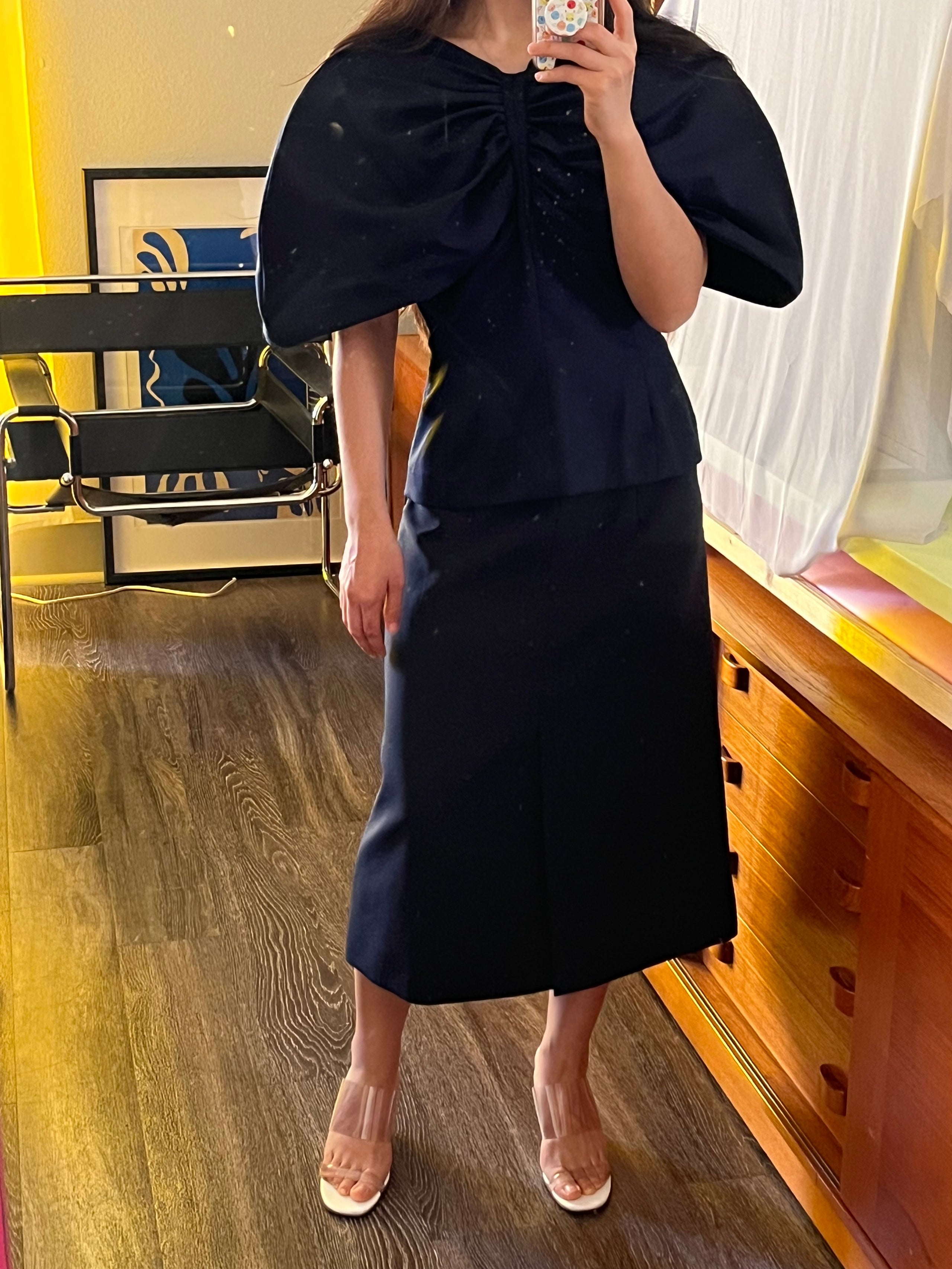 Jacquemus L'amour d'un gitan le haut vallauris navy top balloon bow FR36 XS  S | mira look